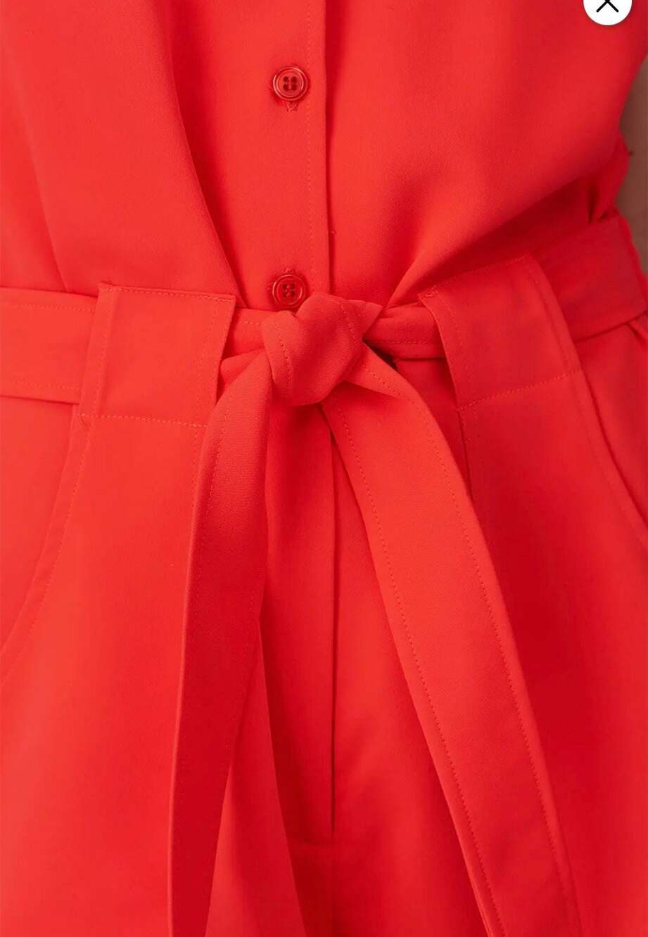 Amanda Uprichard Crimson Red Collared Romper Belted Size L - Picture 7 of 8